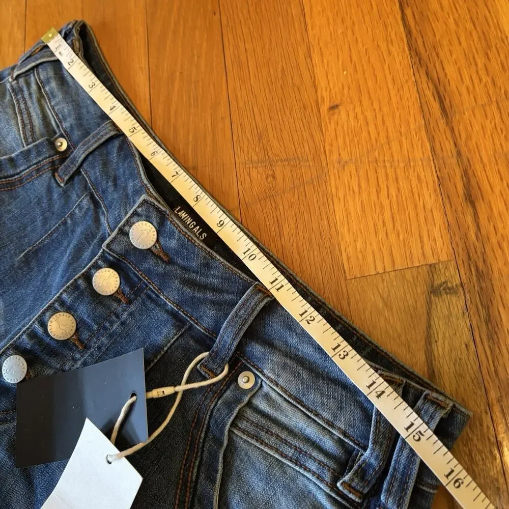 NWT Flamingals Women's Straight Leg Jeans Mid Rise Button Fly Stretchy M